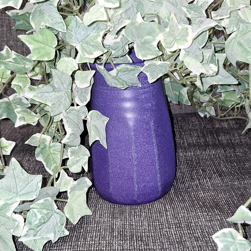 Vintage Studio Pottery Flower Vase, Blue, Signed,